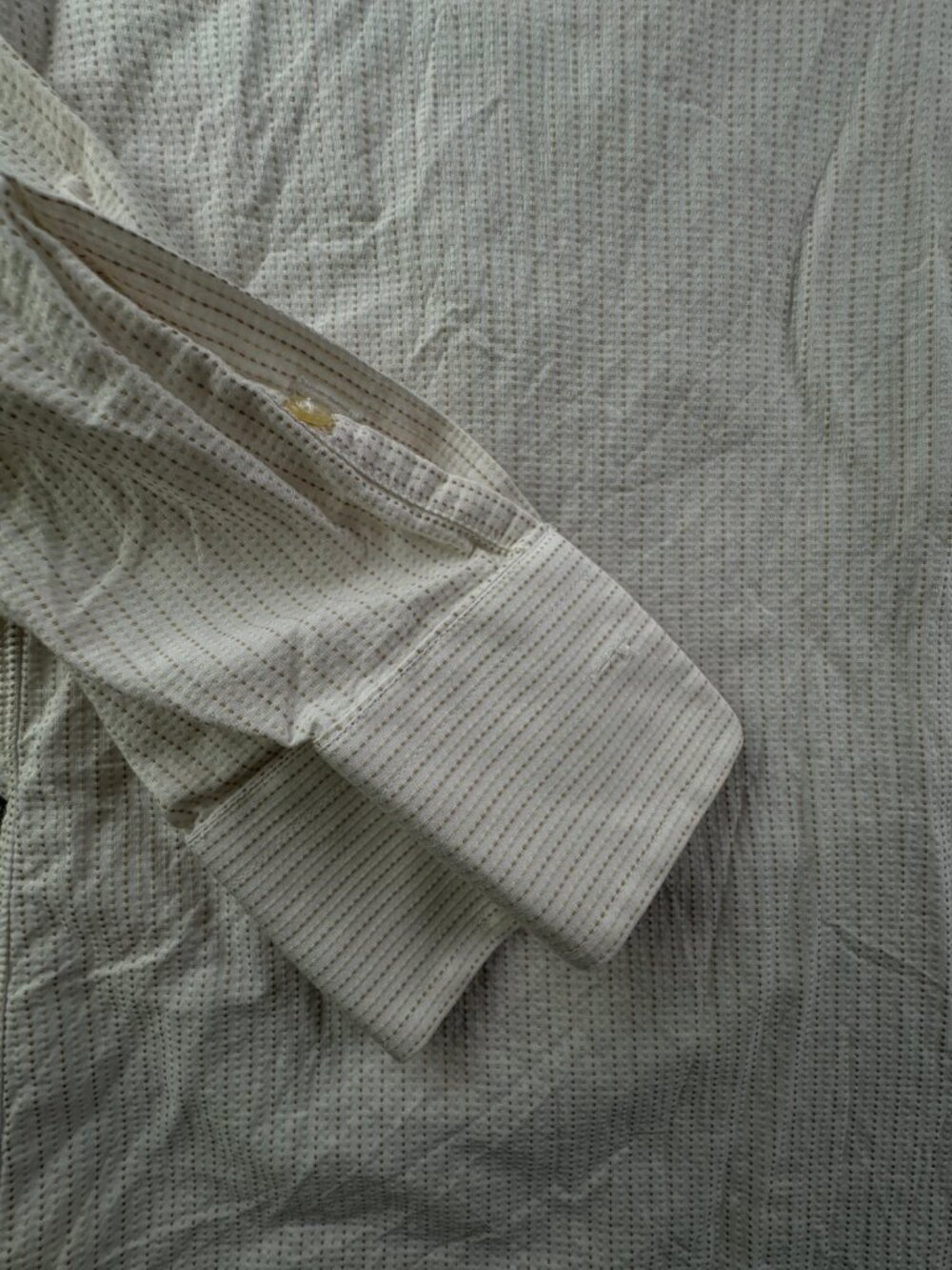Kenzo Long Sleeve Button Up Shirt Men Striped White Beige Size 17 (43) Adult - Picture 10 of 15